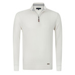 Golfer Textured Half-Zip Pullover // Ecru (L)