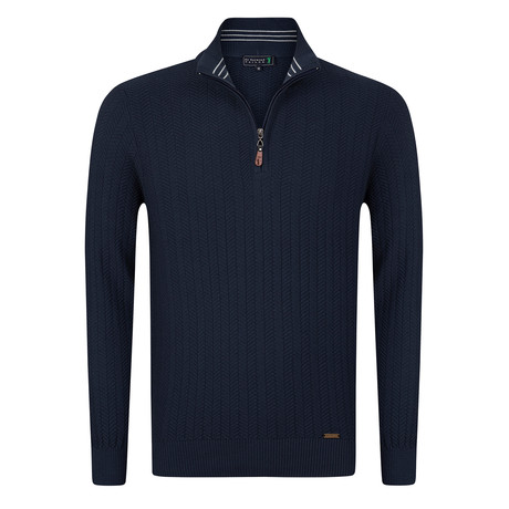Golfer Textured Half-Zip Pullover // Indigo (S)