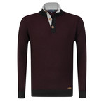 Towy Buttoned Pullover // Black + Bordeaux (S)