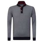 Towy Buttoned Pullover // Navy + Ecru (M)