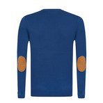 Vargo V-Neck Pullover + Arm Patch // Indigo + Red (XL)