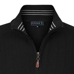 Golfer Textured Half-Zip Pullover // Black (XL)