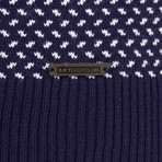 Peoria Buttoned Collar Pullover // Navy + Ecru (L)