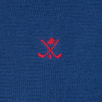 Vargo V-Neck Pullover + Arm Patch // Indigo + Red (XL)