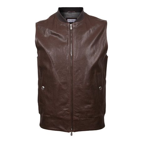 Leather Puffer Vest // Black (XS)