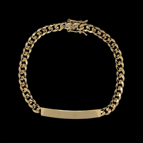 Semi-Solid 10K Yellow Gold Miami Cuban ID Bracelet // 5.5mm