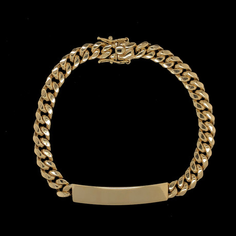 Semi-Solid 10K Yellow Gold Miami Cuban ID Bracelet // 7.5mm