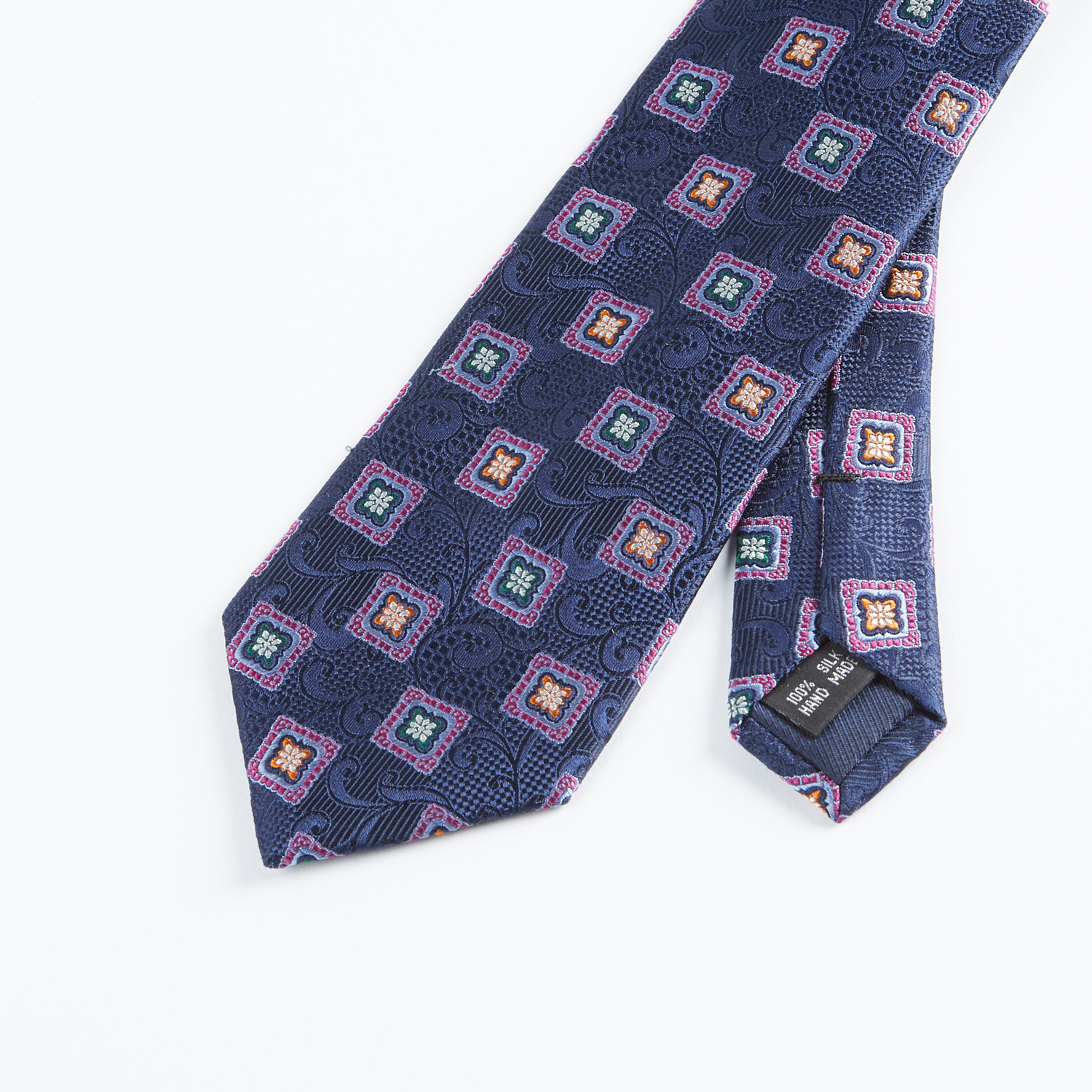 Bruno Piattelli Square Geometric Tie // Navy - Bruno Piattelli