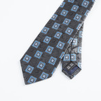 Bruno Piattelli Square Geometric Tie // Charcoal Gray
