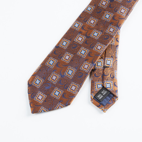 Bruno Piattelli Square Geometric Tie // Rust