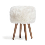 New Zealand Sheepskin Stool // Wooden Legs (Taupe)