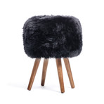 New Zealand Sheepskin Stool // Wooden Legs (Taupe)