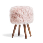 New Zealand Sheepskin Stool // Wooden Legs (Taupe)