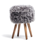 New Zealand Sheepskin Stool // Wooden Legs (Taupe)