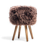 New Zealand Sheepskin Stool // Wooden Legs (Taupe)