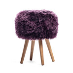 New Zealand Sheepskin Stool // Wooden Legs (Taupe)