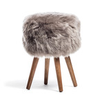 New Zealand Sheepskin Stool // Wooden Legs (Taupe)