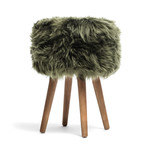 New Zealand Sheepskin Stool // Wooden Legs (Taupe)