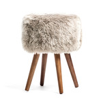 New Zealand Sheepskin Stool // Wooden Legs (Taupe)