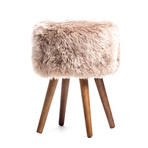 New Zealand Sheepskin Stool // Wooden Legs (Taupe)