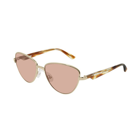 Balenciaga // Women's Logo Cat-Eye Sunglasses // Gold