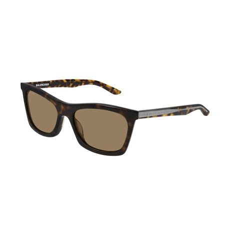 Balenciaga // Men's Logo Square Sunglasses // Havana Brown