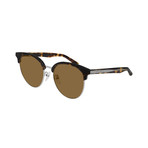 Balenciaga // Women's Logo Oversized Round Sunglasses // Havana Brown