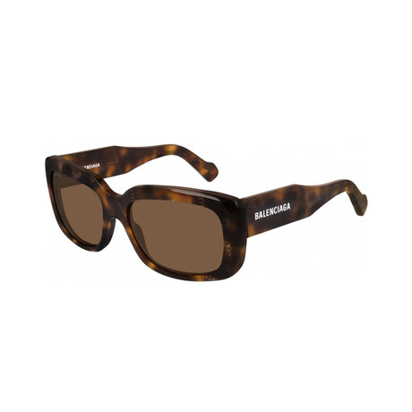 Balenciaga // Men's Logo Rectangle Sunglasses // Havana Brown