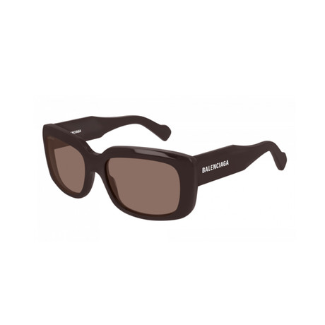 Balenciaga // Men's Logo Rectangle Sunglasses // Brown