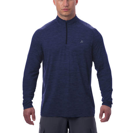 Arctic Cool Instant Cooling 1/4 Zip Long Sleeve Shirt // Midnight Navy Twist (Small)