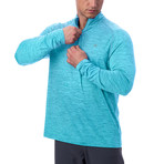 Arctic Cool Instant Cooling 1/4 Zip Long Sleeve Shirt // Teal Punch Twist (Small)