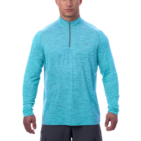 Arctic Cool Instant Cooling 1/4 Zip Long Sleeve Shirt // Teal Punch Twist (Small)