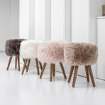 New Zealand Sheepskin Stool // Wooden Legs (Taupe)