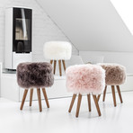 New Zealand Sheepskin Stool // Wooden Legs (Taupe)