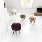 New Zealand Sheepskin Stool // Wooden Legs (Taupe)
