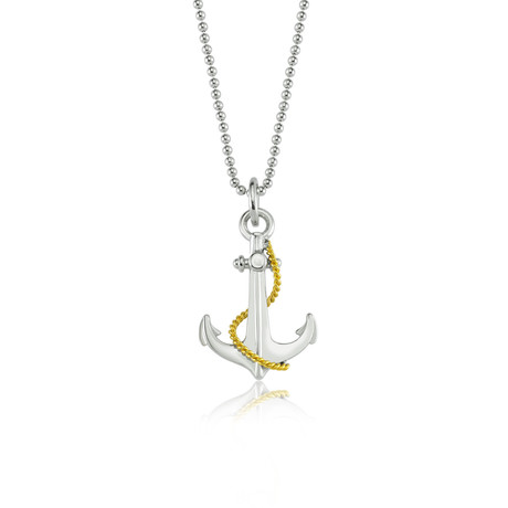 Anchor + Rope Design Necklace // Silver + Gold (22")