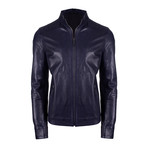 Carson Leather Jacket // Navy Vegetal (L)