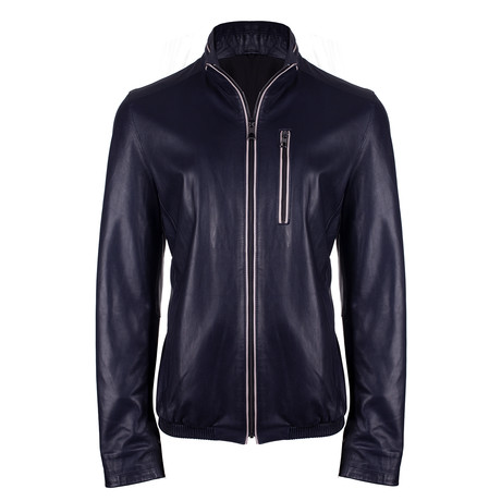 Alexander Leather Jacket // Navy Vegetal (S)