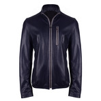 Alexander Leather Jacket // Navy Vegetal (3XL)