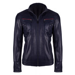 Benson Leather Jacket // Navy Vegetal (XL)