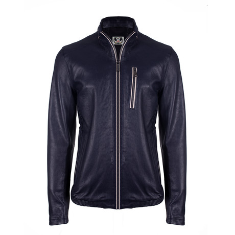 Alexander Leather Jacket // Navy Jumbo (S)