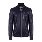 Alexander Leather Jacket // Navy Jumbo (M)