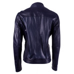 Frank Leather Jacket // Navy Vegetal (XL)