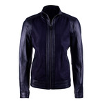 Frank Leather Jacket // Navy Jumbo (M)