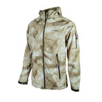 Camo Hooded Zip Jacket // Light Brown (S)