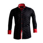 Amedeo Exclusive // Reversible Cuff French Cuff Dress Shirt // Black + Red (2XL)