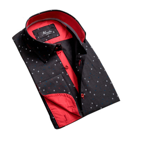 Amedeo Exclusive // Reversible Cuff French Cuff Dress Shirt // Black + Red (S)