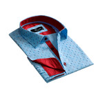 Reversible Cuff French Cuff Dress Shirt // Light Blue + Red (L)