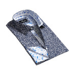 Amedeo Exclusive // Reversible Cuff French Cuff Dress Shirt // Gray + Blue Floral (L)