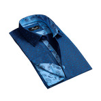 Reversible Cuff French Cuff Dress Shirt // Blue Floral (L)